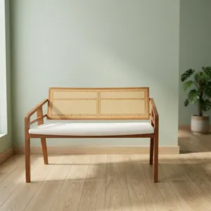 เก้าอี้หวายทันสมัยพร้อมซับผ้าฝ้ายและกรอบไม้โฟมสำหรับห้องนั่งเล่น - Product Image 1