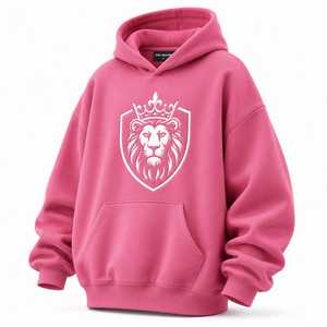 เสื้อฮู้ดโอเวอร์ไซส์ผ้าฟลีซสำหรับฤดูหนาว พร้อมลายปักตราสัญลักษณ์สิงโต ระบายอากาศได้ดี ดีไซน์ลำลองสำหรับทุกเพศ พร้อมกระเป๋าจิงโจ้ - Product Image 2
