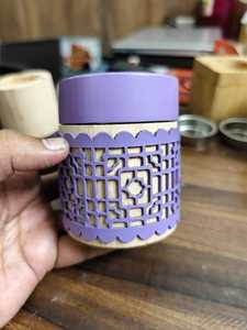 New Style Bakhoor <b>Wooden</b> Leather Incense Burner Purple <b>Lattice</b> Design Bamboo Aromatic Diffuser All Season Use - Product Image 1