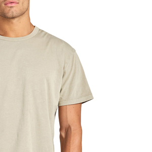 T-shirt pour homme en coton 100% à manches courtes et col rond, beige, coupe classique, couleur unie, respirant, écologique, séchage rapide, tricoté - Product Image 3