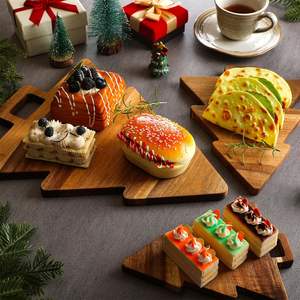 Ensemble de plateaux de service en bois modernes en forme de sapin de Noël pour servir le thé, le café, les collations, la cuisine, la table à manger, décoration - Product Image 4