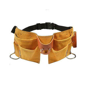 GLOWING NEON INDUSTRY Genuine <b>Leather</b> <b>Tool</b> Belt Multi-Pocket Waist Bag Adjustable Strap Zipper Closure Water Resistant - Product Image 1