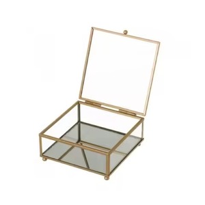 <b>Heart</b> <b>Shape</b> Luxury Glass Jewelry <b>Box</b> With Gold Trim Clear Panels Exquisite Design Modern Storage Container Brass Jewelry <b>Box</b> - Product Image 6