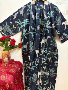 Bata Kimono de Algodón con Estampado Animal para Mujer, Ligera, Suave, para Descansar, Ropa de Spa, Venta al por Mayor OEM - Product Image 4