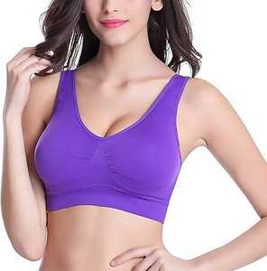 Sujetador Deportivo de Yoga de Alta Calidad, Sin Costuras, Simple, con Gran Soporte, Hecho en Pakistán, Transpirable, con Logotipo Frontal para Mujer - Product Image 2