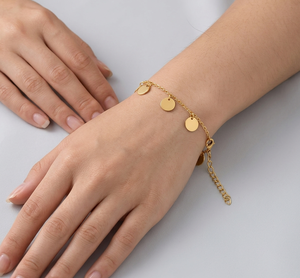 Handmade 18K Gold Plated 925 Sterling Silver Coin Bracelet Ethnic Style Fine Chain Jewelry - Product Image 2