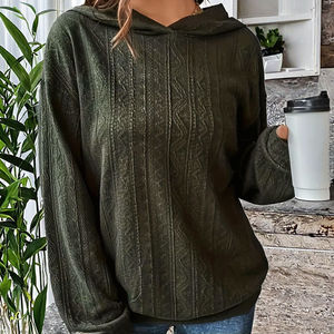 Sudadera con capucha extragrande para mujer 2026, de manga larga, informal, con aberturas laterales, de punto, para otoño/invierno, con gorro - Product Image 2