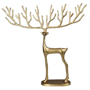 Escultura Moderna de Ciervo Chapada en Oro, Figura de Animal Hecha a Mano en Latón, Decoración de Mesa para Navidad, Centro de Mesa para Sala de Estar - Product Image 1