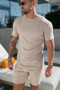 Conjunto de Camiseta y Pantalones Cortos de Gran Tamaño, 100% Algodón, Estilo Urbano, Transpirable, Tallas Grandes, Personalizable en Color - Product Image 2