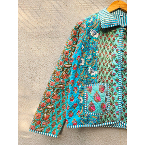 Vintage Floral Patch Quilted Jacket Women's Reversible Cotton <b>Patchwork</b> Jacket Breathable Knitted <b>Top</b> for Autumn gift for her - Product Image 2