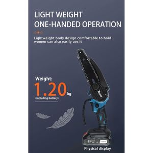 Mini Motosega Elettrica da 6 Pollici Senza Fili con 2 Batterie e Blocco di Sicurezza per Taglio Legna e Potatura Alberi in Cortili - Product Image 6