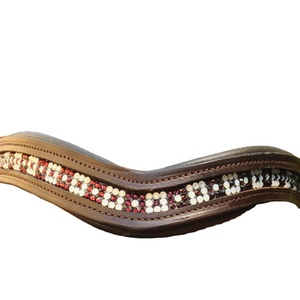 แถบบราวน์บุนวมเนื้อนุ่มทนทานสำหรับม้าขี่ม้าตามสั่งหนังพรีเมี่ยมประดับพลอยเทียมคริสตัล - Product Image 1