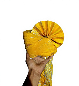 Turban indien traditionnel Safa Pre-Tied de mariage, jaune doré royal de qualité supérieure, OEM en gros - Product Image 1