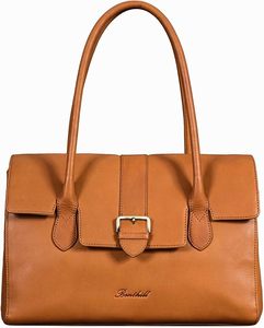 Bolso Tote de Cuero Genuino Clásico de Alta Calidad para Mujer, Diseño Casual con Solapa, Dos Asas, Duradero para Uso Diario, Diseño con Paneles Marrones - Product Image 2