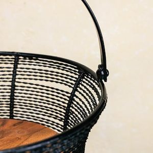 Cesta de almacenamiento metálica de doble nivel con asa, organizador rústico de especias para cocina, para verduras y especias, tipo vertical - Product Image 4
