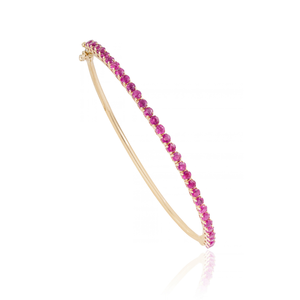 Nuevo diseño, ligero y sencillo, brazalete apilable de rubí genuino en forma de medio círculo para mujer, joyería de oro amarillo macizo de 14 quilates. - Product Image 3