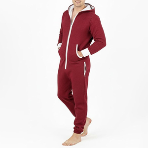 Mens <b>Jumpsuit</b> Onesie Rompers Drawstring Hooded Full Zip One Piece <b>with</b> <b>Pockets</b> - Product Image 3