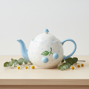 Théière en Porcelaine Fine de Qualité Supérieure 3460983C-1.0 NOUVELLE, Motif Myrtille Claire & Points, 1000ML - Product Image 4