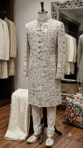 Base en coton naturel tricoté, brodé, motif mandala circulaire à sequins, pour veste ethnique femme, lehenga de mariée, abaya - Product Image 2