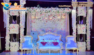 Conjunto de sofá de Escenario nocturno para recepción de boda, muebles de escenario Nikah DE BODA musulmana, sillas de sofá de boda talladas florales fabulosas - Product Image 3
