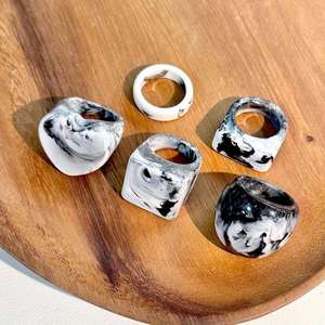 Black White Marble <b>Resin</b> <b>Ring</b> Holders Irregular Shape Sculpted Jewelry Display Stand Art Collectible Decor - Product Image 4