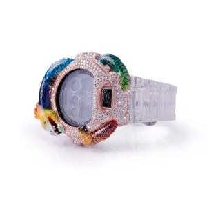 Reloj Deportivo Digital con Diseño de Dragón, Caja con Pedrería y Patrón de Dragón Colorido, Correa de Plástico Unisex, Esfera de 40 mm - Product Image 2