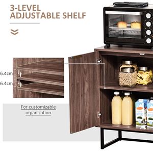 2 Door Walnut Free Standing Storage Cabinet Adjustable Shelf Double Door <b>Sideboard</b> Console Table for Kitchen & Living Room - Product Image 6
