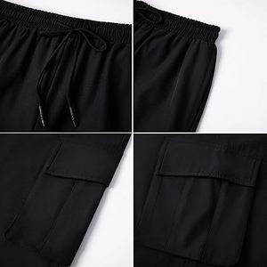 Pantalones Cargo Harem Negros para Hombre, Cintura Elástica, Múltiples Bolsillos, Estilo Urbano, Corte Holgado, Transpirables, Ecológicos y Ligeros - Product Image 5