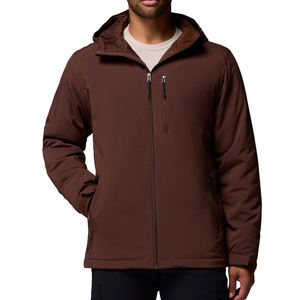 Veste matelassée à capuche pour homme, coupe-vent, couleur unie, fermeture éclair, vêtement d'extérieur décontracté pour l'hiver, coupe régulière, en polyester - Product Image 1
