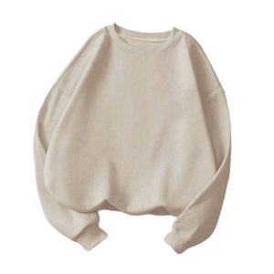 Sudadera Oversize de Cuello Redondo para Mujer, Color Sólido, Hombros Caídos, Tejido de Algodón Transpirable, Ropa de Otoño - Product Image 5
