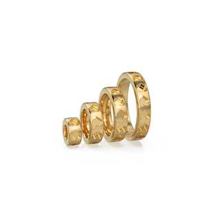 Cuentas espaciadoras de oro macizo de 18k con forma de corazón / Suministros para fabricación de joyas de 14k / Fornituras de oro hechas a mano con diseño de rueda de coche y motivos de amor - Product Image 2