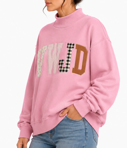 Pull ras du cou vintage pour femme, style universitaire, avec broderie appliquée du nom de l'État, en molleton doux, pour le campus et le spirit d'équipe - Product Image 3