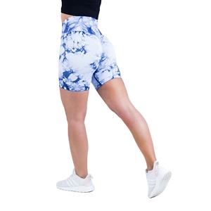 Best Selling High Waist Butt Lifting Slim Design Button Rivet Flower <b>Tie</b> Dye Cotton Beach Shorts For Women - Product Image 3