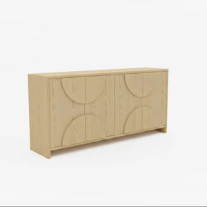 Aparador de Madera Moderno Semicircular con Panel de Media Luna, Mueble de Almacenamiento de Madera con Panel de Arco de 4 Puertas, Diseño de Arco Moderno - Product Image 1