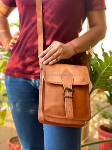 Femmes Vintage fait à la main en cuir de chèvre 7*9 pouces selle sacs à bandoulière 100% qualité supérieure en cuir véritable fronde sacs à bandoulière - Product Image 2