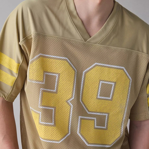 Maillot de football américain doré pour hommes, col en V, manches courtes, maille respirante, numéro d'équipe 39 imprimé, vêtements pour adultes - Product Image 3