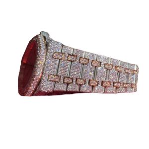 Reloj de Pulsera Personalizado con Esfera Cuadrada, Moissanita, Acero Inoxidable, Números Romanos, Analógico, Joyería de Lujo para Hombre - Product Image 3