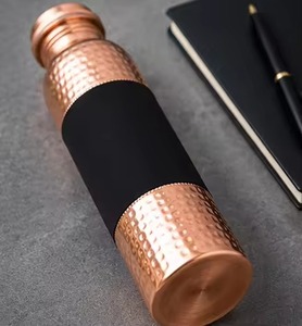 Modern Luxury Hammered Copper Metal Travel Water Bottle Portable Reusable <b>Drinkware</b> for Yoga Gym Office - Product Image 5