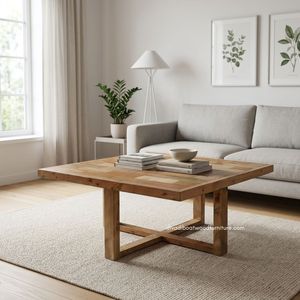 Rustic Handmade Wood <b>Coffee</b> <b>Table</b> Reclaimed Boat Wood Antique Square Top Natural Finish Indoor Outdoor Living Room Furniture - Product Image 4