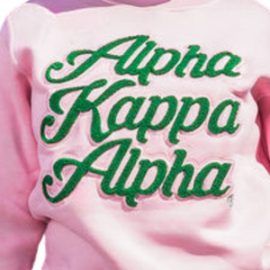 <b>Pink</b> Crew Neck <b>Sweatshirt</b> with Green Alpha Kapa Alpha Embroidery Long Sleeve Pullover Women's Casual Fleece Fashion Top Soft - Product Image 5