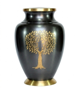Urne funéraire élégante en métal rouge bordeaux pour cendres humaines - Urne funéraire en laiton sculptée à la main avec Arbre de Vie pour l'enterrement, l'hommage à domicile et l'exposition - Product Image 5
