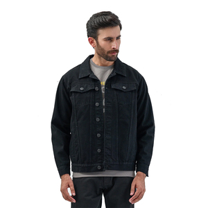 Hot <b>Sale</b> Men's Jeans Jacket Back Color Long Sleeve Panel Rust Free Snap Button Closure Streetwear Jeans Coat For <b>Spring</b> Summer - Product Image 1