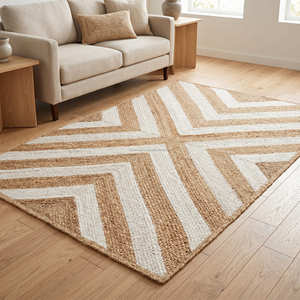120 × 180 cm Natural Geometric Hand Braided Jute Rug for Scandinavian Living Room - Product Image 1