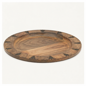 Assiette de présentation en bois d'acacia de luxe, faite à la main, écologique, avec motif d'arbre gravé au laser personnalisé, vente en gros - Product Image 3