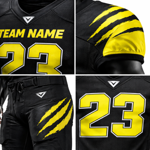 Conjunto de Uniforme de Fútbol Americano Personalizado para Hombre, Jersey y Pantalones Negros y Amarillos, Transpirable, de Poliéster, para Verano, con Impresión del Nombre del Equipo, para Entrenamiento - Product Image 6