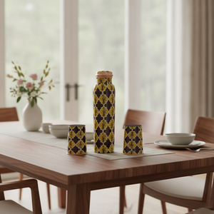 Juego de Termo de Cobre con Diseño Oriental Moderno, 3 Piezas, Botella y Tazas Ecológicas para Uso en la Cocina, de la India - Product Image 3