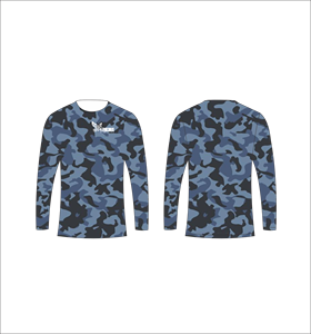 เสื้อกีฬาแขนยาวลายพรางสีน้ำเงินเทา เสื้อยืดออกกำลังกายน้ำหนักเบา - Product Image 1