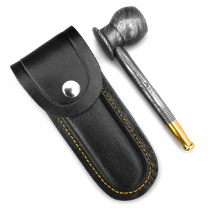 Jexmoo Pipa de Fumar Reutilizable de Acero de Damasco de Lujo Hecha a Mano con Funda de Cuero, Regalo para Papá, Esposo, Novio - Product Image 2
