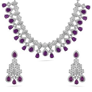 Parure Collier et Boucles d'Oreilles en Alliage de Zinc Plaqué Or, Motif Géométrique Taille Poire, Bijoux de Mariage pour Femme, Style Classique, Sertissage en Canal - Product Image 6