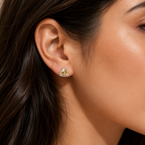18K Solid Gold Diamond Triangle Stud Earrings for Women High Polish Geometric Daily Wear Party Wedding Jewelry Gift - Product Image 1